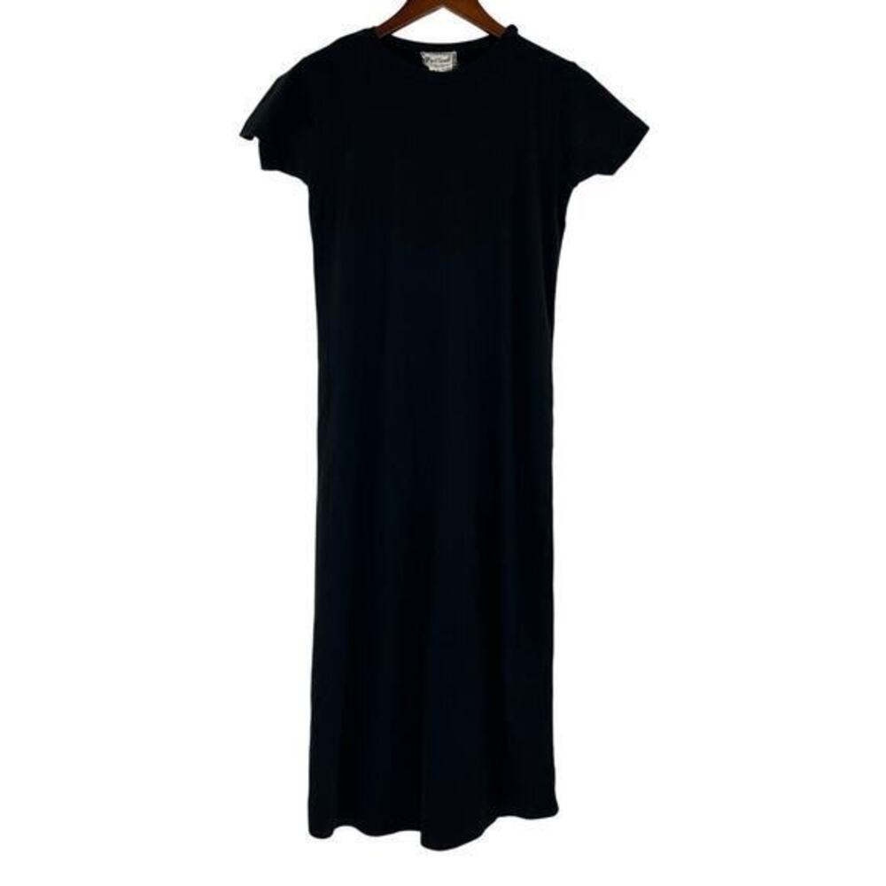 Vintage April Cornell 100% cotton black long short sleeve shirt dress size small
